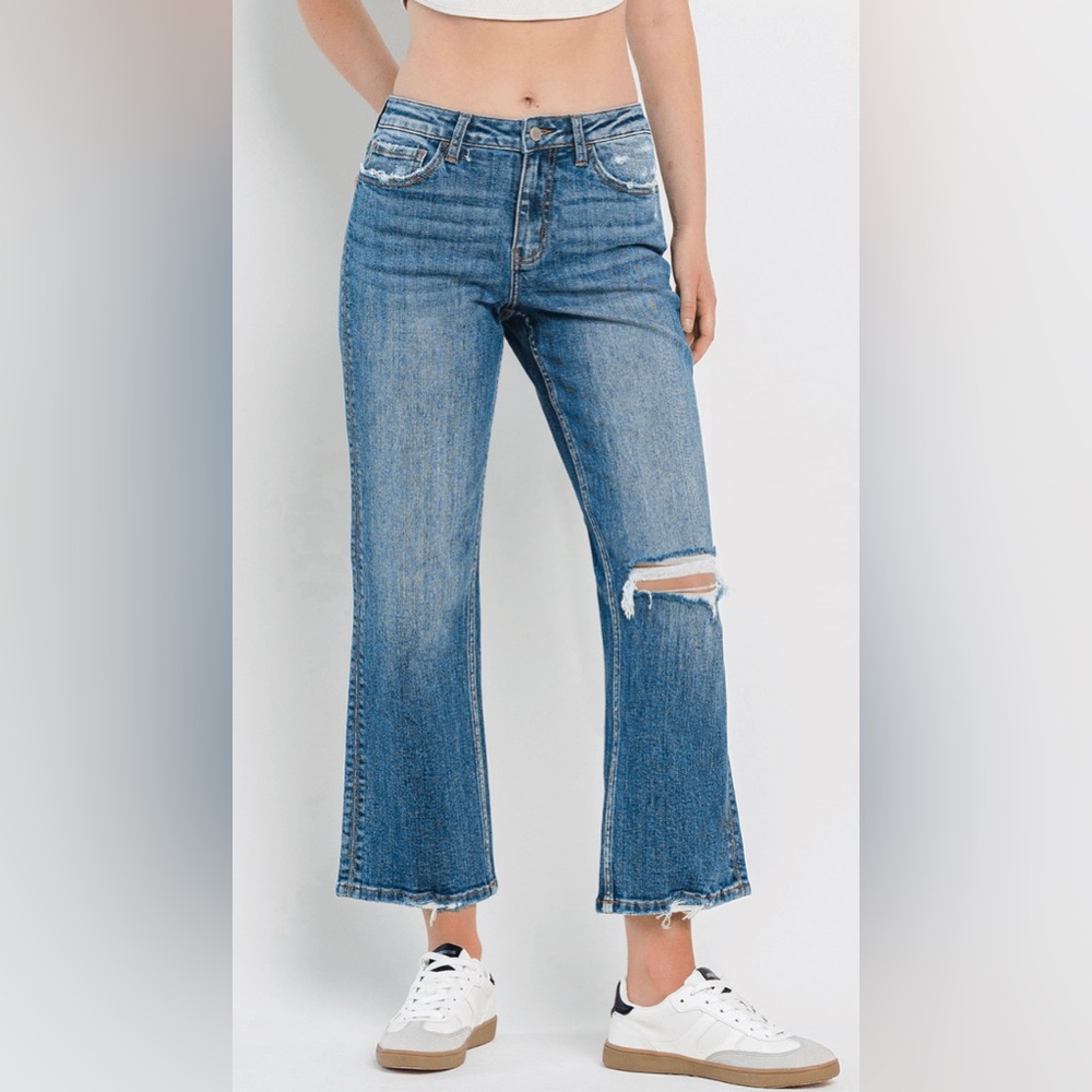 Lovervet High Rise Slim Wide Leg Crop Jeans